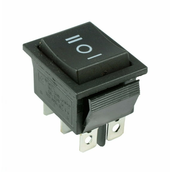 (On)Off(On) Large Black Rectangle Rocker Switch 6-Pin DPDT 12V