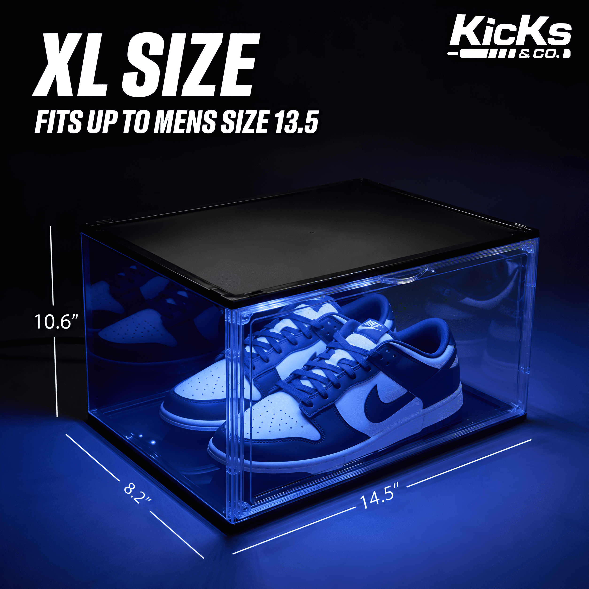 Kicks & Co XL Clear Plastic Stackable Shoe Storage Box for
