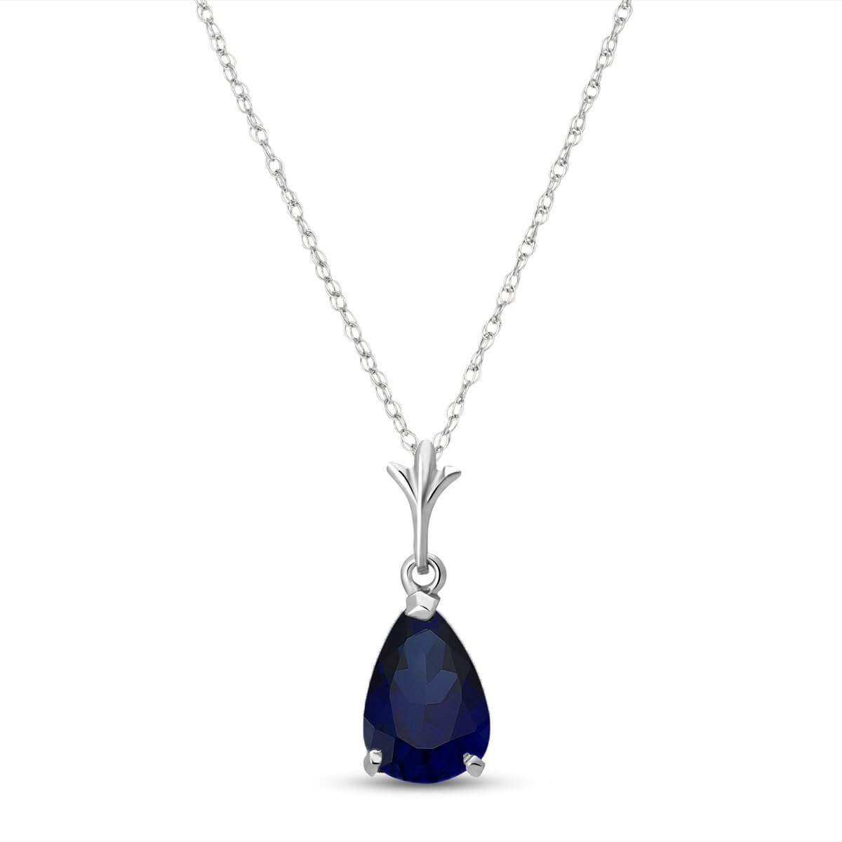 Galaxy Gold 14K Solid Gold 1.5 Carat Natural Sapphire Pendant Necklace for Women - White Gold Fine Jewelry