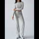 thumbnail image 4 of Conjuntos de 2 Piezas para Mujer, Larga, Cuello Redondo, Pantalones Acampanados de Cintura Alta, Conjuntos de Chándal, Ropa de Calle. Gris L, 4 of 10