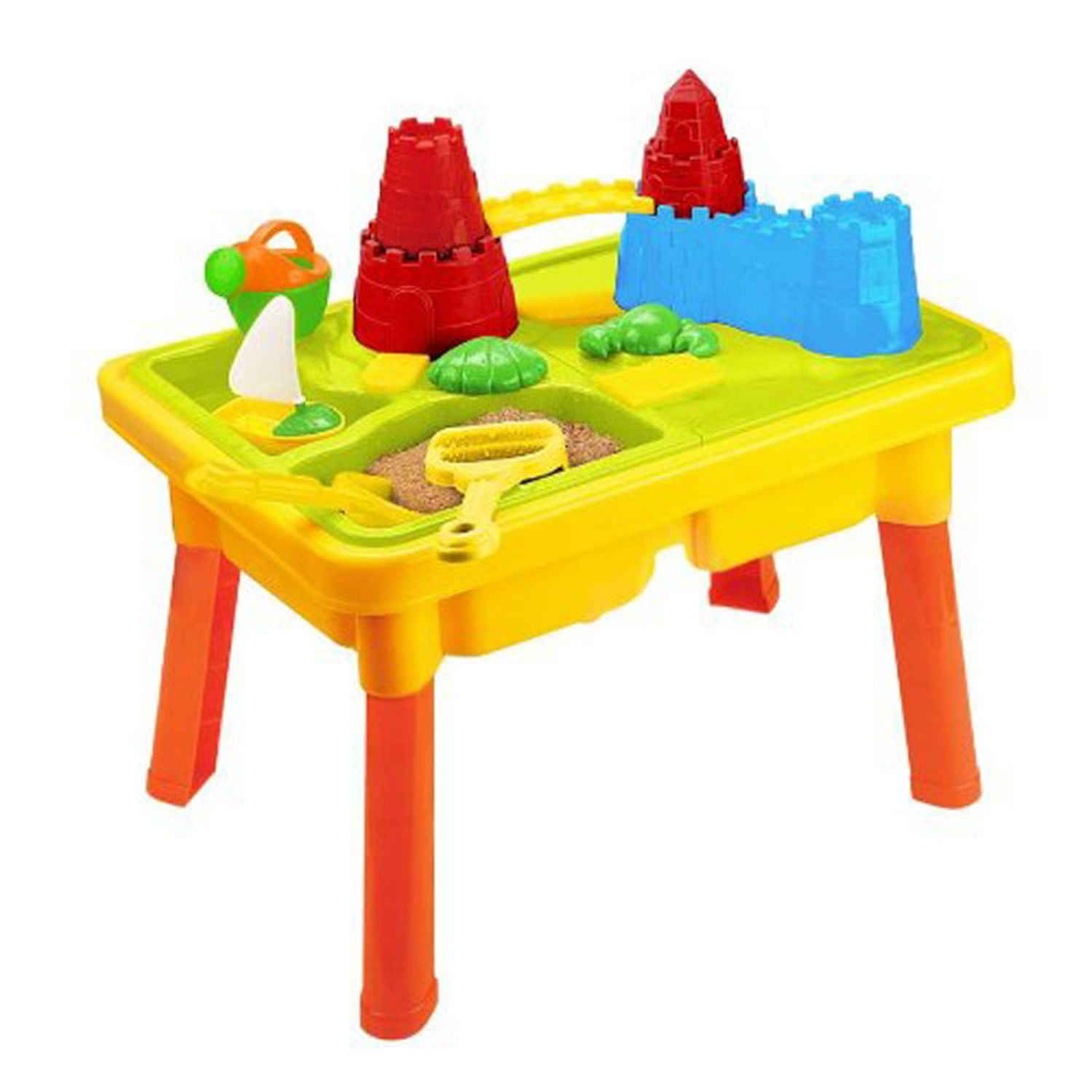 Sandbox Castle 2-in-1 Sand and Water Table with Beach Playset 23"L x 17"W x 15"H.