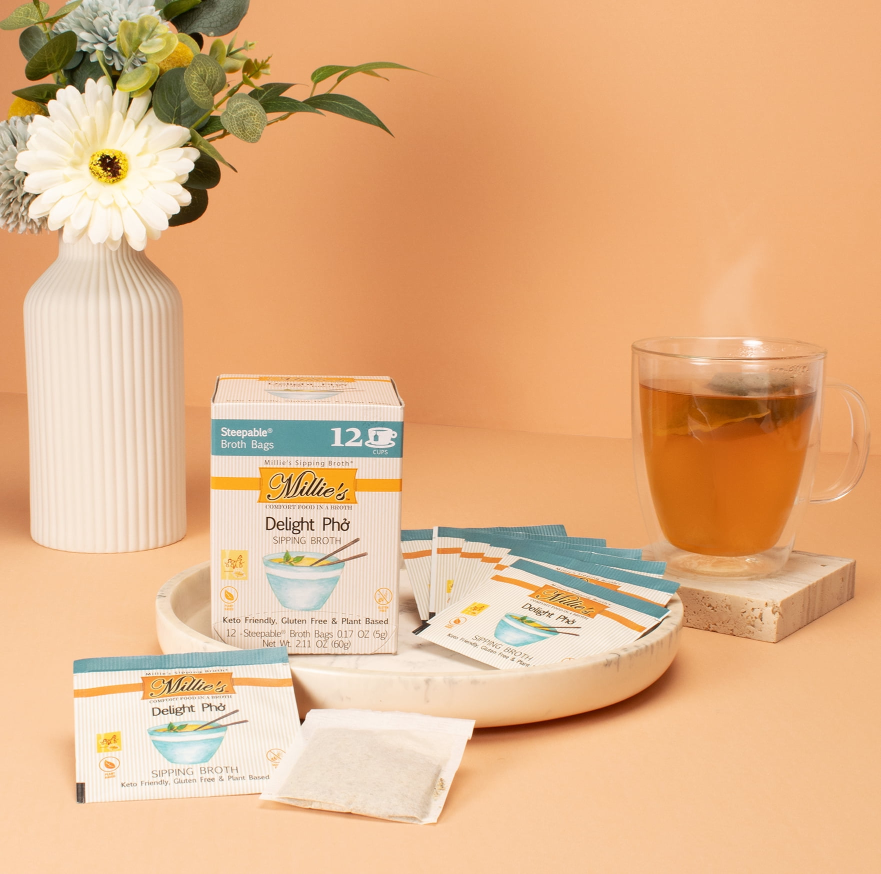(6 pack) Millie's Sipping Steepable Broth Bags, Delight Pho, 12pk