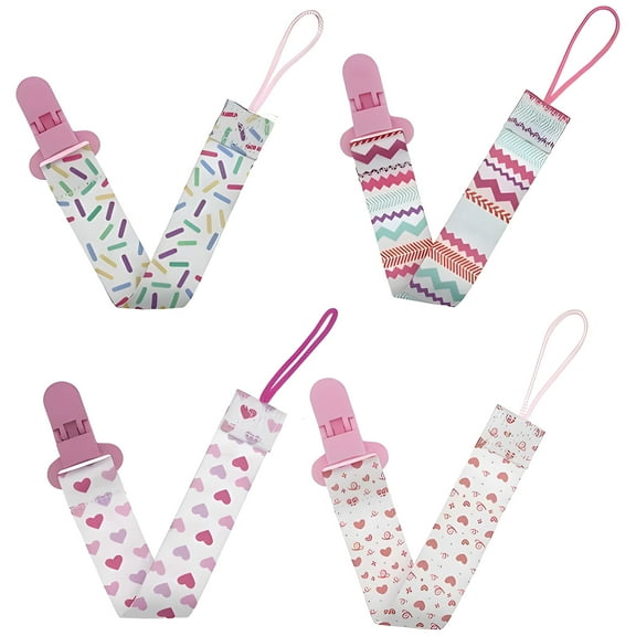 XIRQI 4Pcs Pacifier Clip,Polyester Binky Clips,11" Toy Straps for Baby,Color Mixxing1