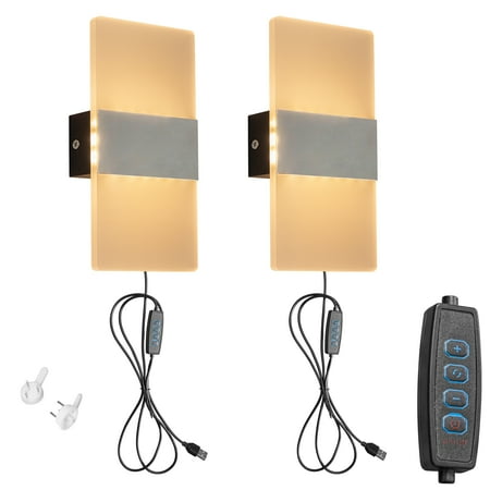 

Kiven Acrylic Plug in Wall Lamp Plug-in LED Wall Sconces with 3 Color Modes Set of 2 Accent Lighting with 5.9ft Plug in Cord for Living Room Bedside Hallway Vanity Table Warm White 3000K