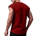thumbnail image 3 of Mens Sleeveless Shirts Cotton Workout Tank Tops Cut Off Shirts Gym Muscle Loose Fit Tee Red 4XL, 3 of 4