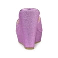 thumbnail image 2 of BLISSFUL STEP Sandales à Talons Compensés à Enfiler à Plateforme Pailletée pour Femmes Violet 6,5, 2 of 7