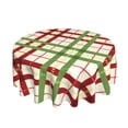 thumbnail image 2 of YFYANG 60 inch Round Table Cloth, Reusable Polyester Christmas Plaid Stripe Pattern Table Cover for Indoor Outdoor Kitchen Restaurant Table Decoration Tablecloths, 2 of 8