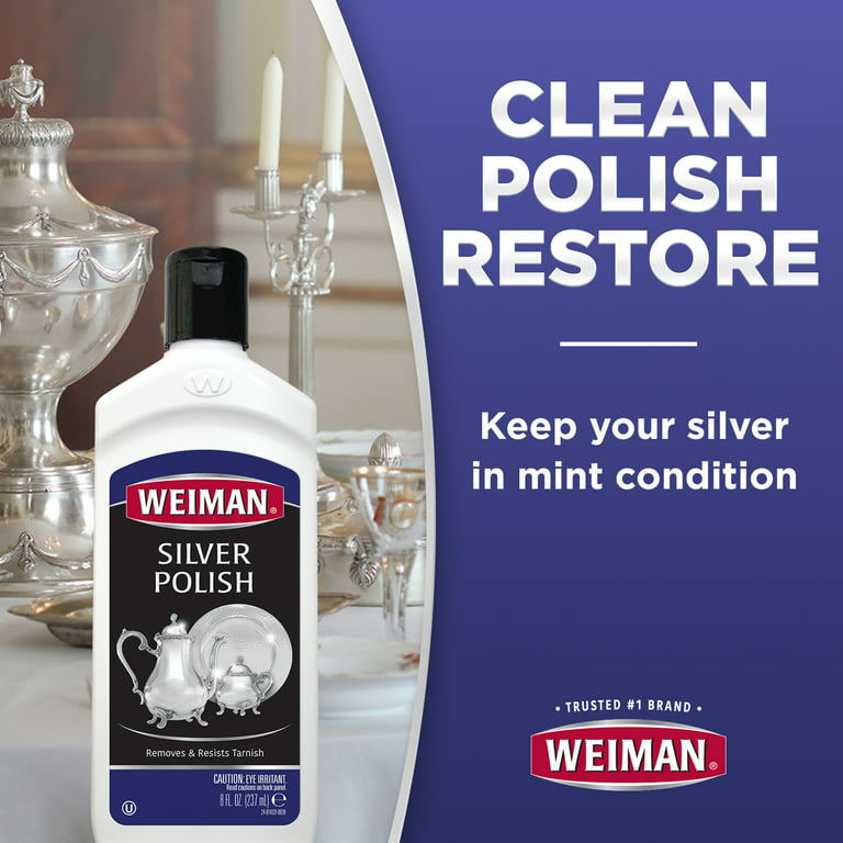 Weiman Silver Polish for Cleaning and Polishing Tarnish from Silver, Metals, Jewelry - 8 oz (2 Pack)