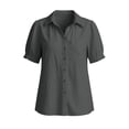 thumbnail image 4 of Tqcoqu Shirts for Women Puff Sleeve Button Down Summer Casual Fit Blouses Collared Work Tops,Gray,Women's S-XXL, 4 of 8