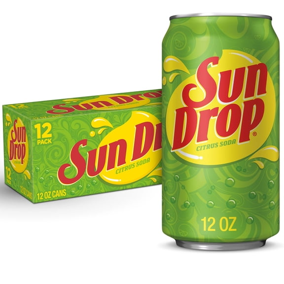 Sun Drop Citrus Soda Pop, 12 fl oz, 12 Pack Cans