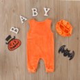 thumbnail image 4 of Ulitacool Boys Onesie Solid Color Infant Pumpkin Face Printing Pullover Romper With Hat 2 Suspenders Jumpsuit Long Sleeve Bodysuit Casual Boy Clothes 9-12 Months Orange, 4 of 8