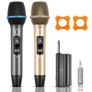 JYX Dual Wireless Microphone, Handheld Wireless Bluetooth Karaoke Microphone with Rechargeable Receiver, Metal Professional Dynamic Microphone for Singing, Speech, U60