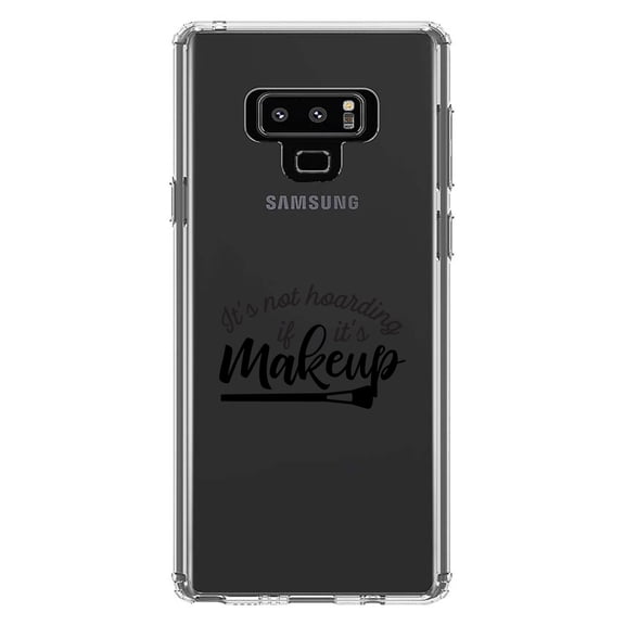 DistinctInk Clear Shockproof Hybrid Case for Samsung Galaxy Note 9 - TPU Bumper Acrylic Back Tempered Glass Screen Protector - It's Not Hoarding If It's Makeup