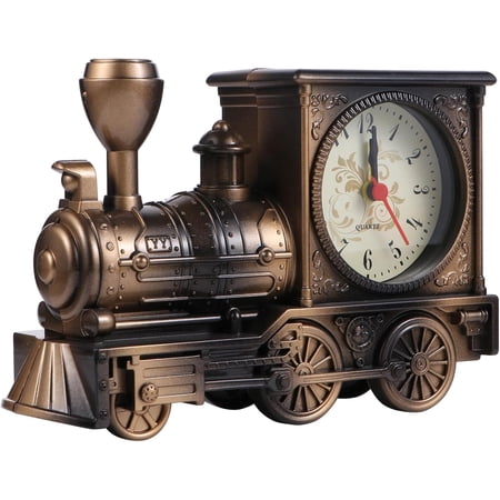 Train Clock, Vintage Retro Train Style Alarm Clock Steampunk Decoration Train Model European Style photo Train Clock, Vintage Retro Train Style Alarm Clock Steampunk Decoration Train Model European Style