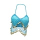 thumbnail image 2 of Trajes de danza del vientre con top corto de lentejuelas y cuello halter para presentaciones en festivales y clubes. Azul, 2 of 9