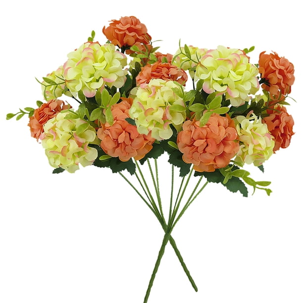 Ramo de flores artificiales hogar hotel tela de seda decoración floral fiesta de boda flor falsa, rosa coral 2 piezas Noticed ZHF0579-04