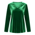 thumbnail image 6 of Ltctricy Velvet Tops for Women Vintage Long Sleeve V Neck Dressy Casual Velour T Shirts Soft Comfy Tees Loose Tunic Blouses(Green,Small), 6 of 7
