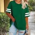 thumbnail image 2 of Staron Plus Size Women's Casual T-Shirt Round Neck Short Sleeve Basic Solid Color Spring Summer Loose Comfy Top, Green 5XL, 2 of 5