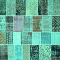 thumbnail image 1 of Ahgly Company Machine Washable Indoor Square Patchwork Turquoise Blue Transitional Area Rugs, 7' Square, 1 of 4
