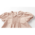 thumbnail image 5 of LittleSpring Toddler Girls Pink Dress Peter Pan Collar School Uniform Dresses Casual Short Sleeve Solid 3T, 5 of 6