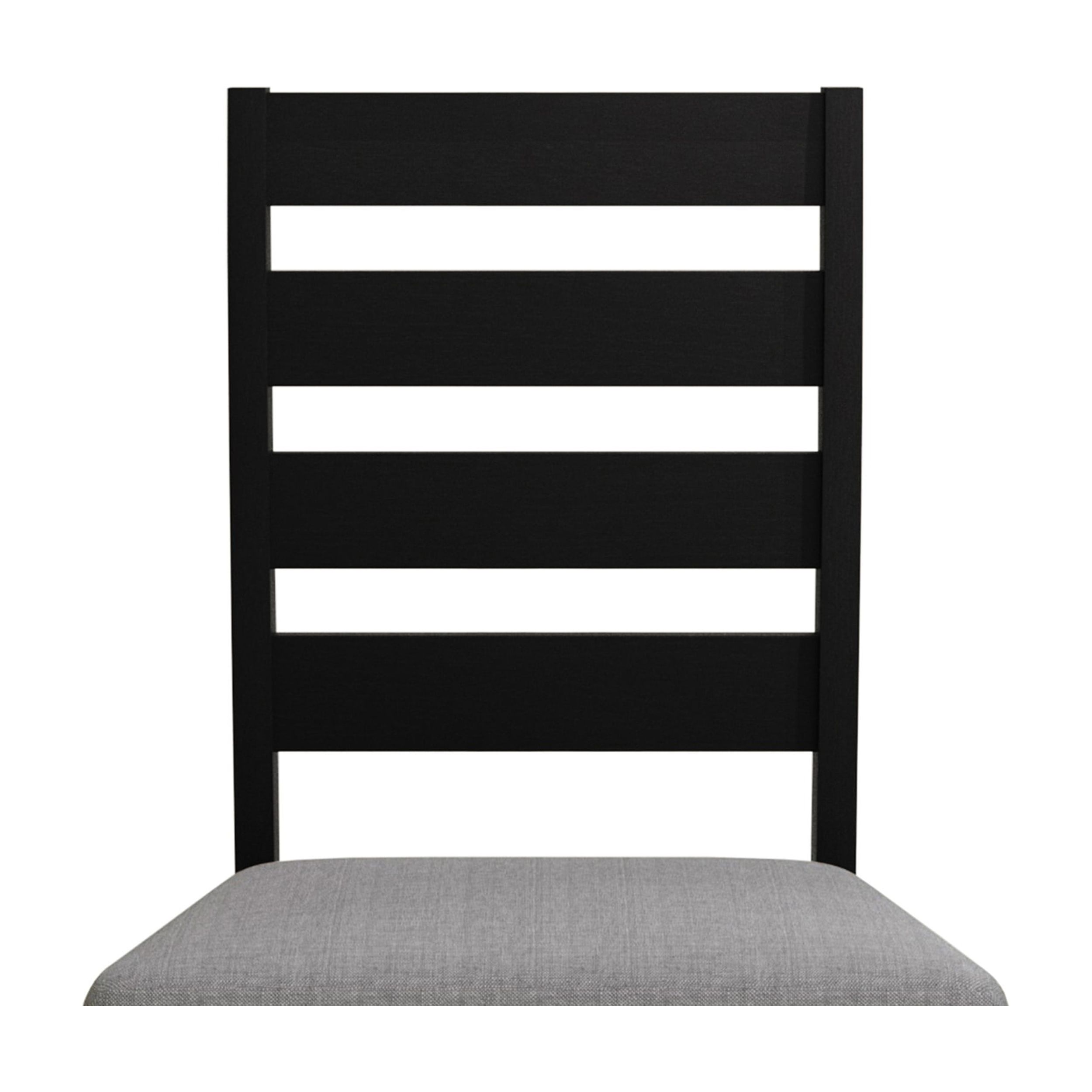 Home Design Ouray Dining Chair (Set of 4), Black - Wood Grain Embossed, Ladder Back with Upholstered Seat