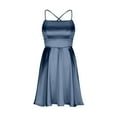 thumbnail image 3 of Horkkom Satin Dress for Women Sleeveless Spaghetti Strap Mini Dress Slip Cowl Neck Silky Cocktail Party Dresses, Gifts for Women, 3 of 5