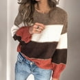 thumbnail image 2 of Krdevn Women's Casual Autumn and Winter Long Sleeve Striped Sweater Crew Neck Knitted Pullover Top,S, 2 of 4