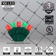 thumbnail image 3 of Wintergreen Lighting Red and Green LED Net Lights Mesh Lights Christmas String Lights, 4' x 6', 100 Lights - Green Wire, 3 of 5