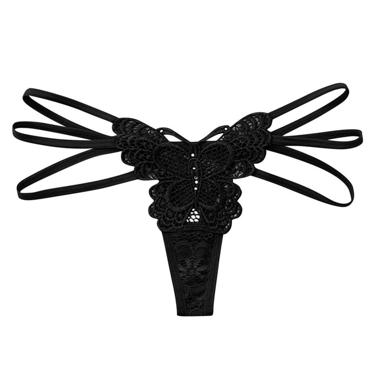 vbnergoie Women Panties Low Waist Ribbon Transparent Lace Panties