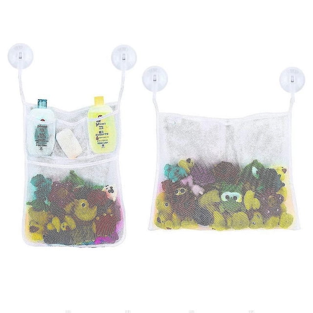 Yjmei - Juego de 2 organizadores de juguetes para el baño con 5 bolsillos de malla