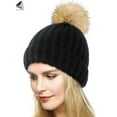 thumbnail image 3 of PULLIMORE Women's Knitted Beanie Hat Winter Warm Soft Ski Cuff Caps with Pom Pom (Black), 3 of 8