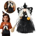 thumbnail image 2 of ABODELINE Halloween Decorations Indoor Collectible Figurines - Black Fabric Witch with Hat and Broom Ornaments Gothic Decor for Halloween Party Decorations 11.8 x 6.3 Inch, 2 of 9
