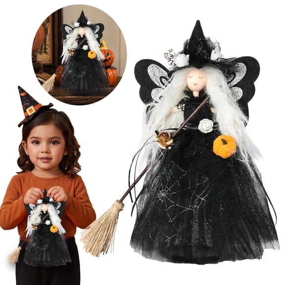 Vivcore Halloween Witch Figurine Spooky Gothic Decor Resin Statues Bookshelf Decor Tabletop Ornament for Home Party Display