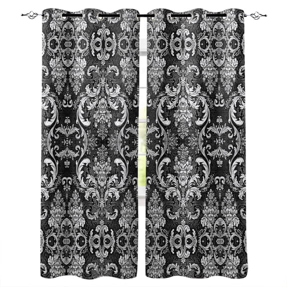 Black and White Blackout Curtains 84 Inches Long for Bedroom, Modern Luxurious Geometric Abstract Art Thermal Insulated Room Darkening Black Out Window Curtain Panels Grommet Drapes for Living Room