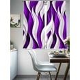 thumbnail image 4 of Purple White Moire Sheer Curtains 63 Inch Length 2 Panels Set - Light Filtering Window Treatments, Modern Abstract Art Rod Pocket Semi Curtains for Living Room/Bedroom/Kitchen Décor, 104"W x 63"L, 4 of 7