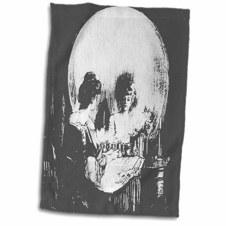 3dRose All Is Vanity - ghost, halloween, optical illusion, paranormal, seasonal, silhouette, skeleton - Towel, 15 by 22-inch