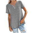 thumbnail image 2 of Tittly T Shirts for Women Womens Summer Tops Fashion Women's Loose Short Sleeve T-shirt Round Neck Solid color Tops Basic Tees Womens Tops Tshirts Shirts Grey L, 2 of 3