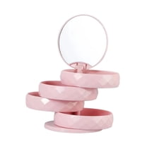 Jewelry Box 360 Degree Rotation Jewelry Case for Girls for Necklace Bracelet Pink