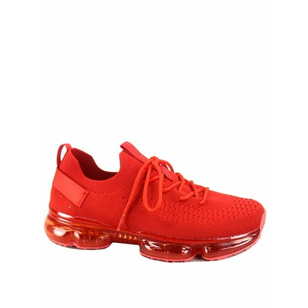 

Flow-19 Stretch Elastic Mesh Lace Up Rubber Air Bubble Cushion Fashion Sneaker ( Red 8 )