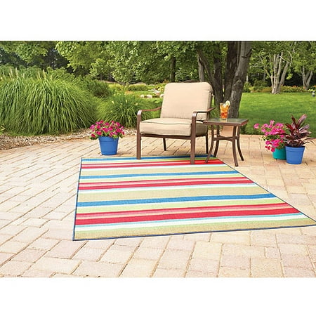Mainstays Indoor Outdoor Rug Multi Stripe Multiple Sizes This On Opens A Dialog That Displays Additional Images For Product With The Option To Zoom In Or Out