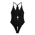 thumbnail image 2 of Ajhsaklt Plus Size Lingerie New Erotic Lace See Through No Removal Crotchless Jumpsuit Hottie Pajamas Lingerie for Women Black, 2 of 6