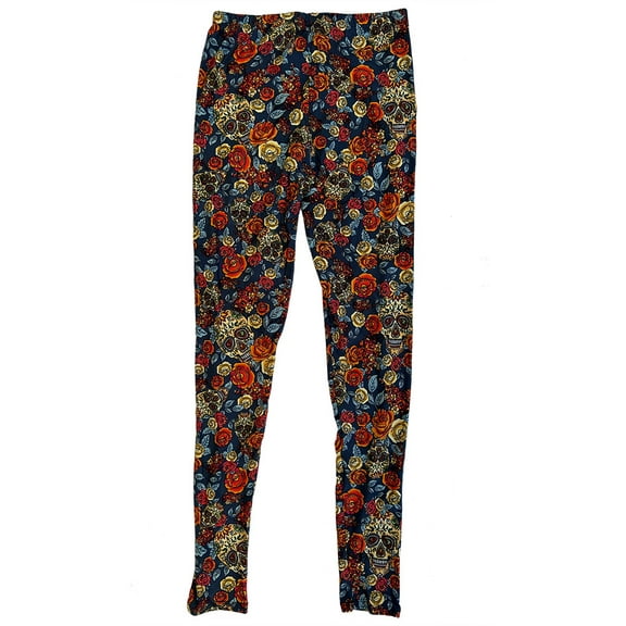 Women's Regular Multi Color Sugar Skull Pattern Printed Leggings