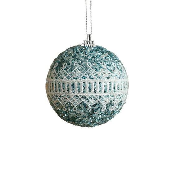 Blue Glitter Foam Christmas Ball Ornament, 8Cm Decorative Hanging Ball For Tree, Festive Holiday Decor