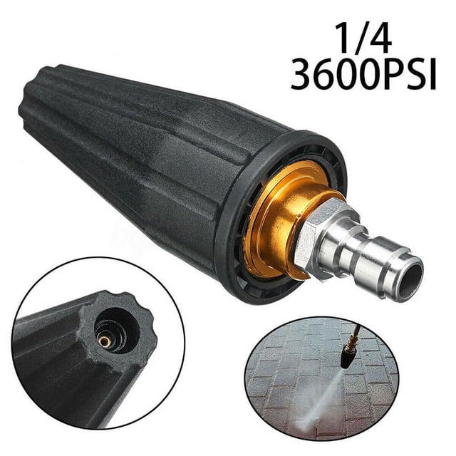 MYG for High Pressure Washer Turbo Rotating Spray Nozzle 3600 PSI 1/4 Inch Quick Connect Attachment for Water Pistol Rotary Gun Steel Plastic Construction