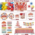 thumbnail image 3 of 302 PCS Circus Theme Party Decorations, All-in-One Carnival Theme Party Decorations Set with 25pcs Plates, Napkins, Tablecloths, Banner, Balloon Arch Circus Party Decorations for Girl & Boy, 3 of 8