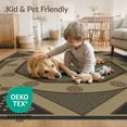 thumbnail image 4 of ODIKA 2'x3' Olive Green Geometric Washable Accent Rug Intricate Octagonal With Vintage Flair And Modern Touch Pet Friendly, Bedside Mat for Bedroom, Nursery, RV, 4 of 7