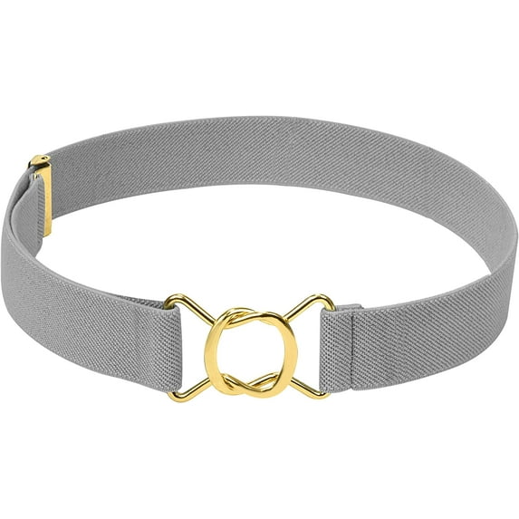 Hold’em Belts for Boys Brass Twisted Toddler Stretch Elastic Buckle Belt for Male Kids - Gray