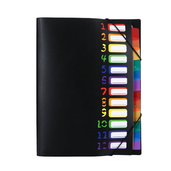 24 Pockets A4 Letter Size Expanding File Folder, Rainbow Color Tab Document Organizer, Waterproof Portable PP Plastic Accordion Filing Folder for School Office Paper Classification
