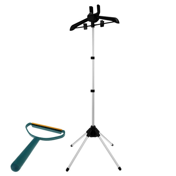 Steamer Stand Telescopic Clothes Steamer Rack Foldable Steamer Hanger Stand Portable Clothes Steamer Holder Clothes Steamer Stand with Lint Remover for Home Steaming Clothes