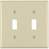 Leviton 86009 001-000 2-Toggle Standard Size Wall Plate, 2 Gang, 4.5 in L X 4.56 in W 0.22 in T, Smooth, Pack of 1, Ivory
